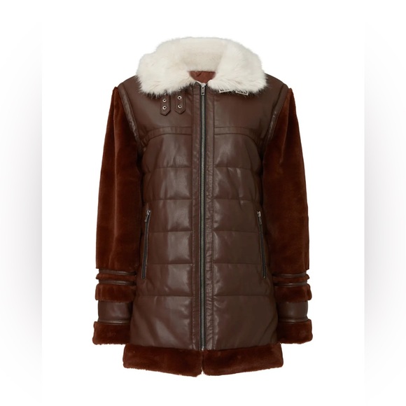 Samantha Sipos brown Alexandra Faux Shearling Jacket
